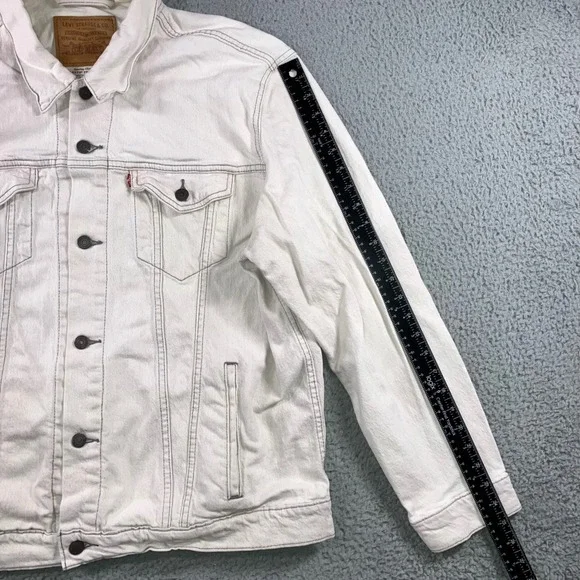 Levi's Premium Trucker Jacket Men 2XL White Denim Contrast Stitch Neutral Casual - Picture 8 of 10